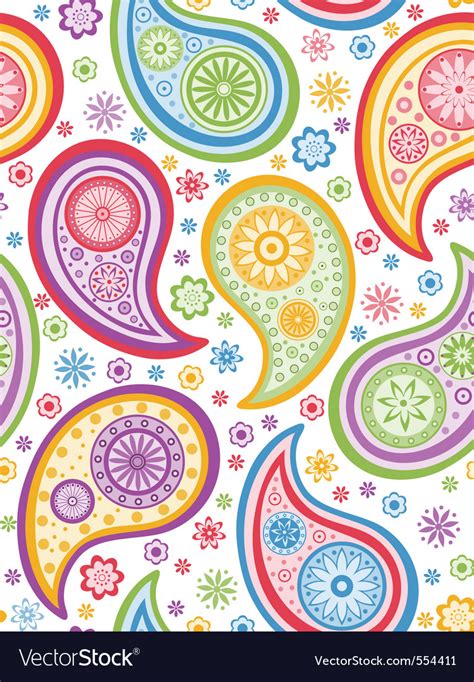 Colorful Seamless Paisley Pattern Royalty Free Vector Image