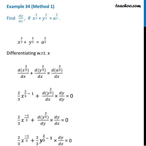 Example 34 Find Dy Dx If X2 3 Y2 3 A2 3 NCERT Examples