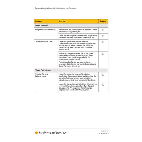 Besch Ftigung Von Rentnern Checkliste