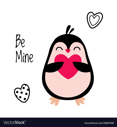 Cute penguin holding love heart as valentine day Vector Image