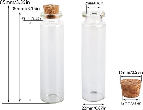 MaxMau 100 Sets Of 20ml Glass Bottles With Cork Stoppers Clear Jars