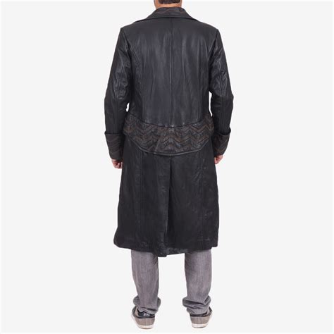 Mens Pirate Black Leather Coat