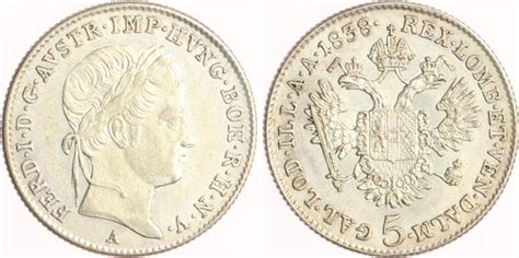 Österreich 5 Kreuzer 1838 A Ferdinand I 1835 1848 UNC MA Shops