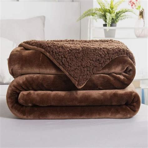 Couverture Polaire R Versible Sherpa Couverture De Lit Fausse Fourrure