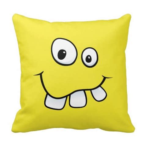 Funny Goofy Yellow Cartoon Face Throw Pillows Great For A Baby