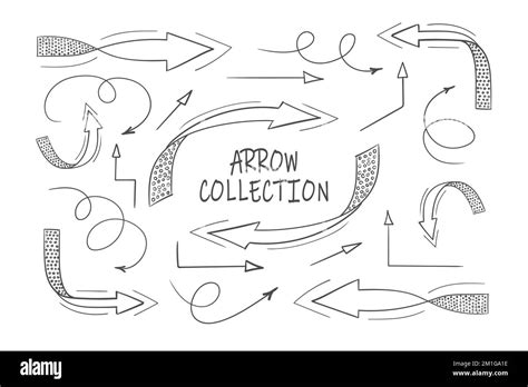 Arrows Sketch Set Set Of Black Grunge Hand Drawn Arrows Isolated On