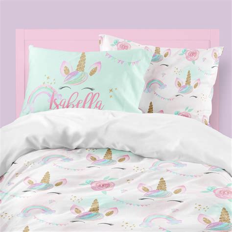 Unicorn Girls Room, Unicorn Girls Bedding, Rainbow, Floral, Twin Comforter, Toddler Bedding ...