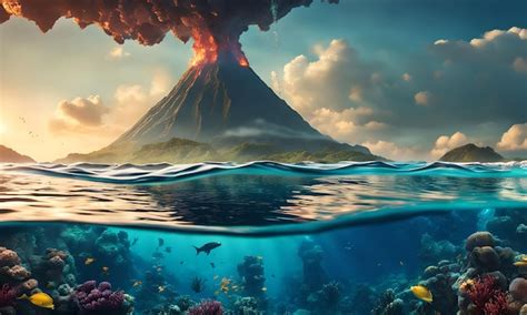 Premium AI Image | Underwater Volcanoes in the Ocean Floor