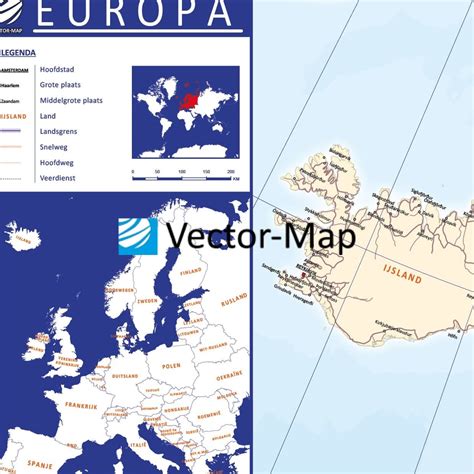 Wegenkaart Europa Staatkundig Europa Kaarten Vector Map