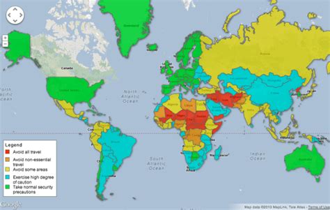 Map: Travel safety by country | FlowingData