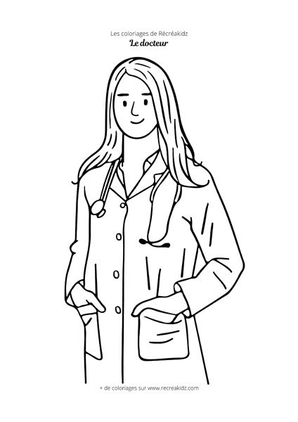 Coloriage femme médecin Dessin à colorier imprimer en PDF