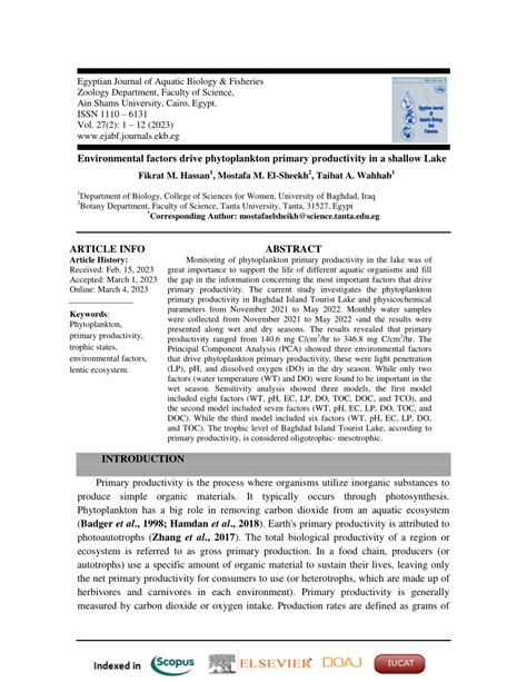 Pdf Environmental Factors Drive Phytoplankton Primary Productivity In