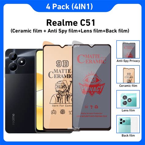 4in1 For Realme C51 Anti Spy Privacy Tempered Glass Soft Film Realme