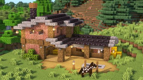 Fedo On Twitter Granite Horse Stable In Minecraft Tutorial T