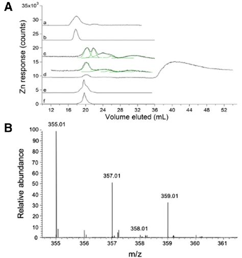 Zn Detected Lc Icp Ms Chromatograms A And Esi Ms Spectrum B Of E Download Scientific