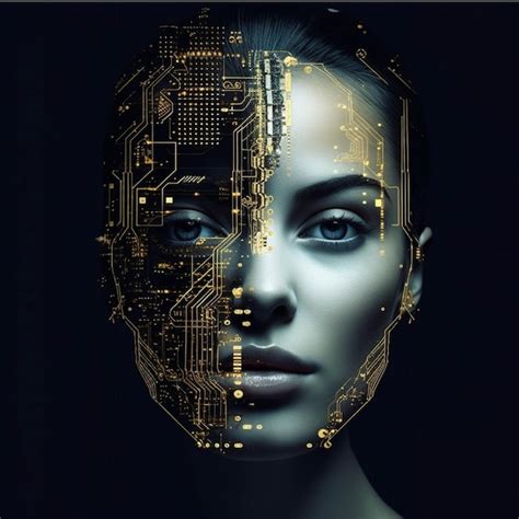 Concepto De Inteligencia Artificial Retrato De Una Bella Joven Con Un