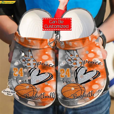 Custom Number Peace Love Basketball Crocs Step Into Style With