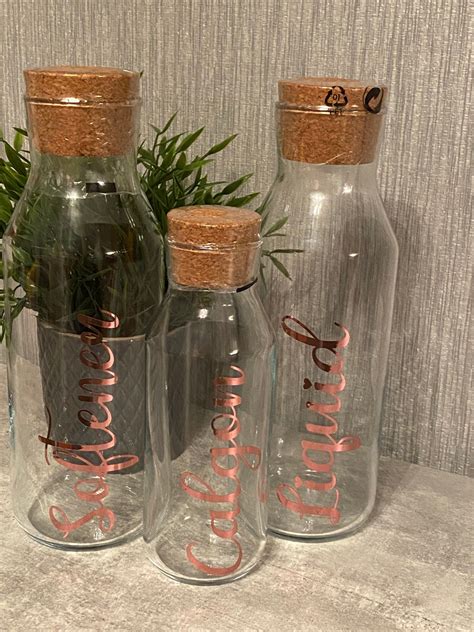 Glass Jar With Cork Lid Personalised Laundry Storage Bottle Etsy