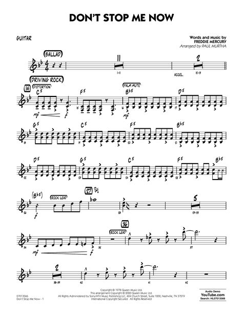 Don T Stop Me Now Arr Paul Murtha Guitar By Queen Sheet Music For