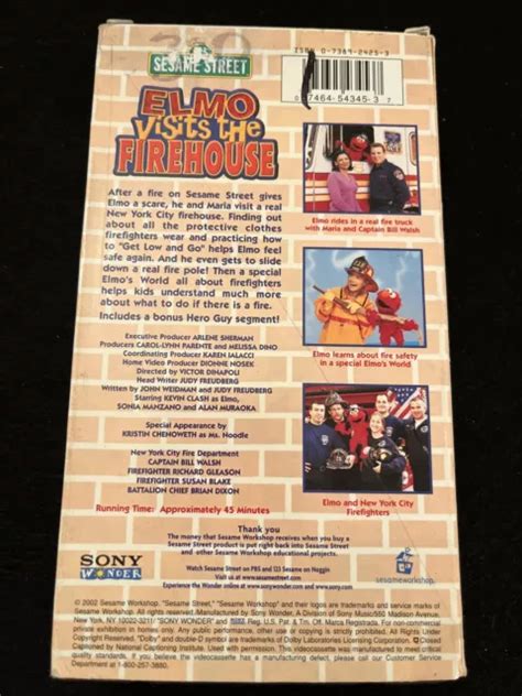 Sesame Street Elmo Visits The Firehouse Vhs Video Tape 2002 Sesame