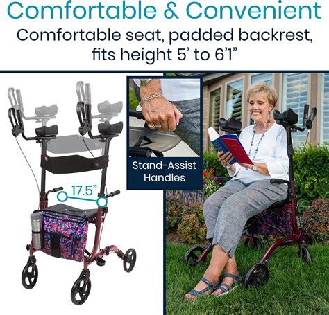 Buy Vive Mobility Upright Walker With Seat For Seniors Women Stand