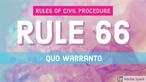 Rule 66 Quo Warranto Civil Procedure Audio Codal Youtube