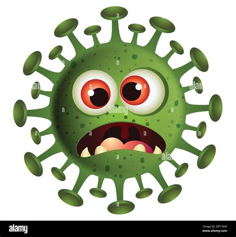 Illustration De Virus Corona Dessin Anim De Virus Vert Sur Fond Blanc