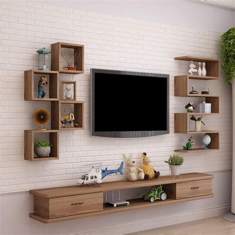 Mueble De Televisi N De Pared Estanter A De Pared Con Cajones Estante