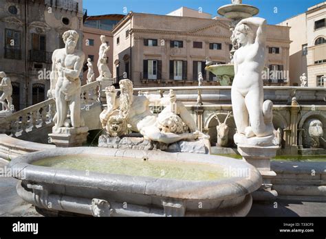 Famous Pretoria Fountain Fontana Pretoria Marble Naked Statues And Water Feature In Piazza
