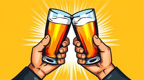 Premium Vector Two Hands Holding Glasses Of Beer With The Words Hands