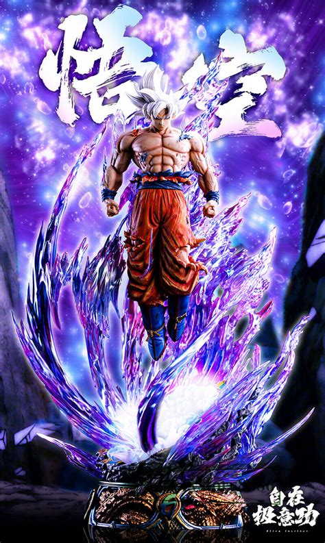 Japanese Anime Figure Model Son Goku Statue Awaken W Led Light Collect