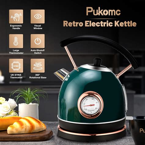 Pukomc Hervidor El Ctrico Retro De Acero Inoxidable De Litros