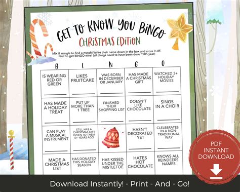 Get To Know You Christmas Bingo Christmas Party Games Etsy