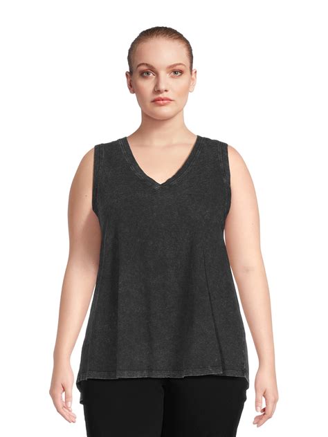 Terra And Sky Womens Plus Size Sleeveless Cotton Swing Top Sizes 0x 4x