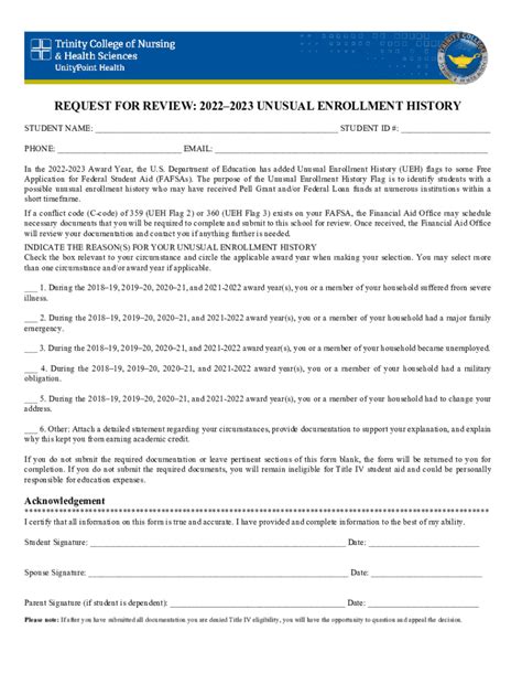 Fillable Online 20222023 UNUSUAL ENROLLMENT HISTORY Fax Email Print