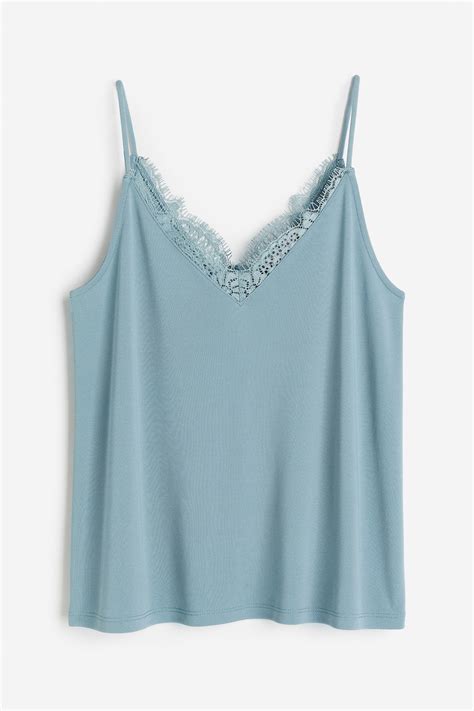 Lace Trimmed Cami Top Turquoise Ladies Handm Gb