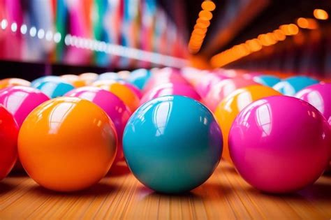 Premium Photo Colorful Bowling Balls In Ball Return