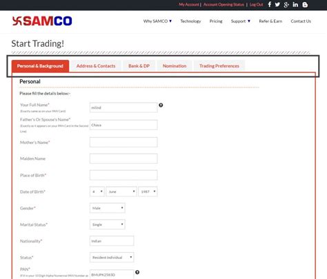 SAMCO Securities Trading Account Opening Form Discount Brokers In