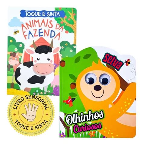 Kit 2 Livrinhos Toque E Sinta E Olhinhos Animais Bichinhos