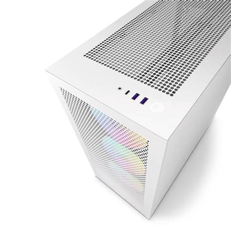 Gabinete NZXT H7 FLOW RGB Blanco Cristal Templado ATX Sin Fuente