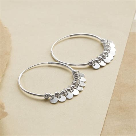 Sterling Silver Sequin Hoop Earrings Martha Jackson