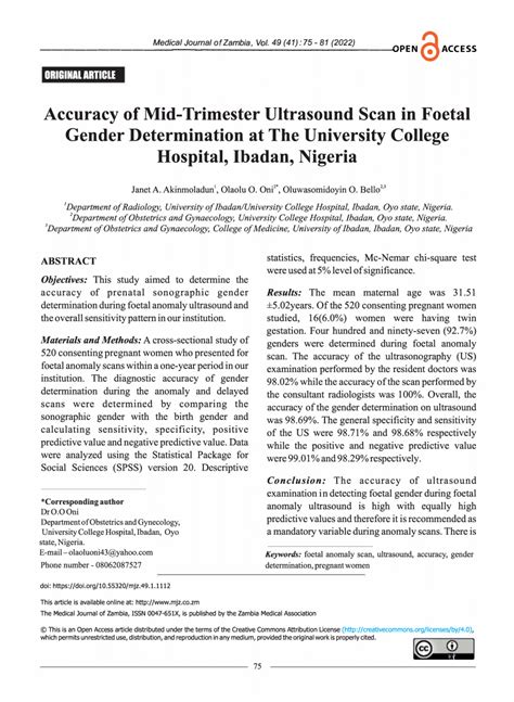 Pdf Accuracy Of Mid Trimester Ultrasound Scan In Foetal Gender