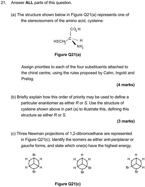 Solved 21 Answer All Parts Of This Question A The Structure Shown