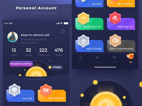Personal account game page by Yu Long on Dribbble