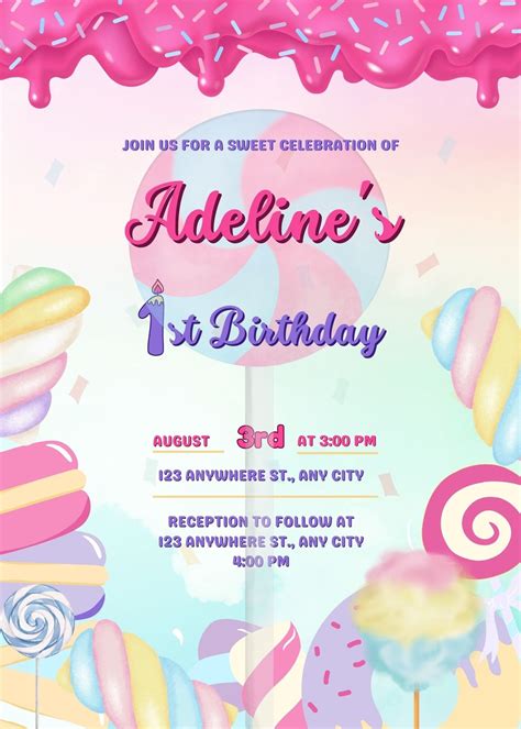 Candyland Birthday Invitation Etsy