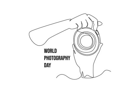 Single one line drawing Photographer with camera. World photography day concept. Continuous line ...