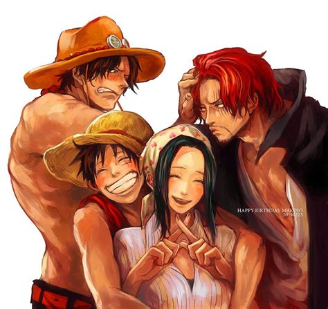 Happy Birthday Makino Ace Luffy Shanks Makino Funny Hugging