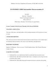 Econ 2HH3 Outline Fall22 Y Bai Pdf McMaster University Department Of