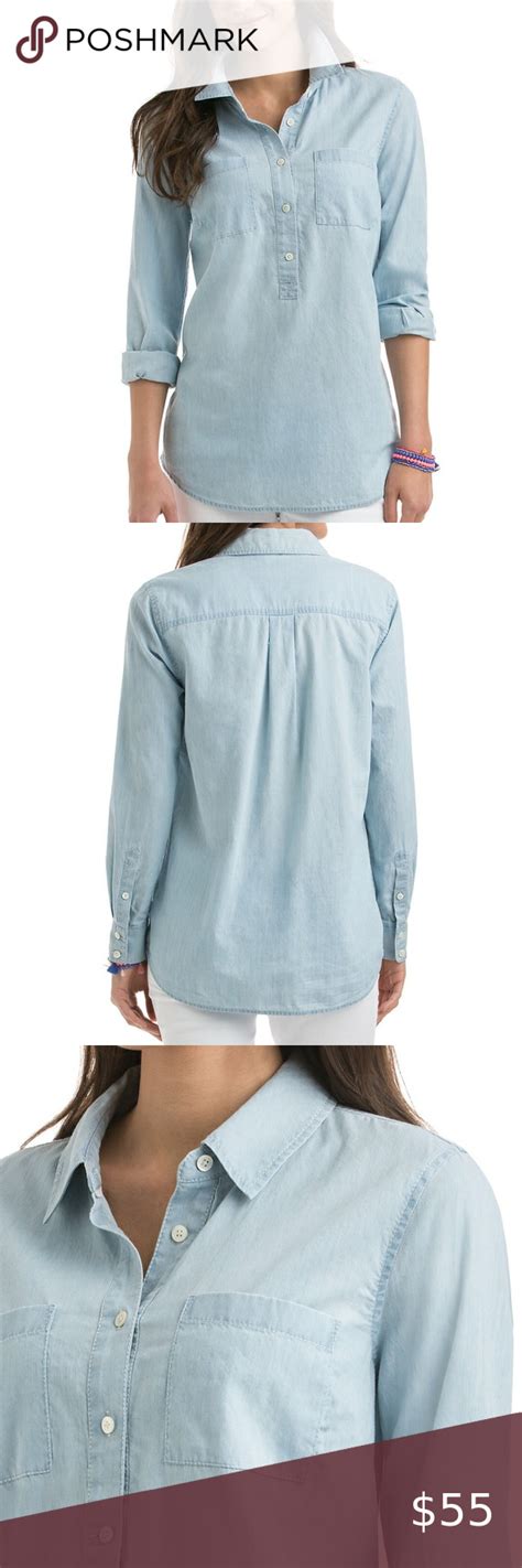 Chambray Popover Chambray Fabric Chambray Shirt Tail Hem