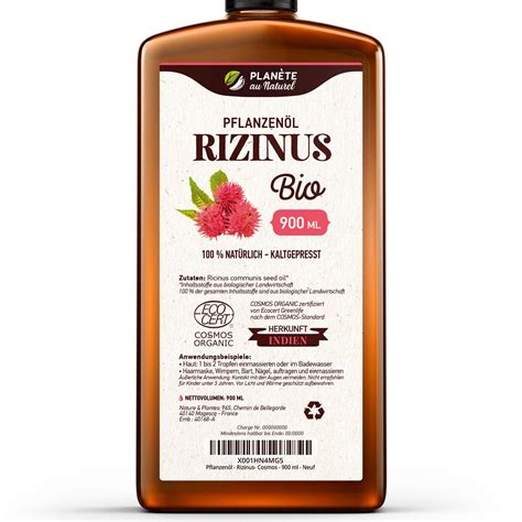 Rizinusöl Bio 900 ml 100 Rein Natürlich und Kaltgepresst Wimpern